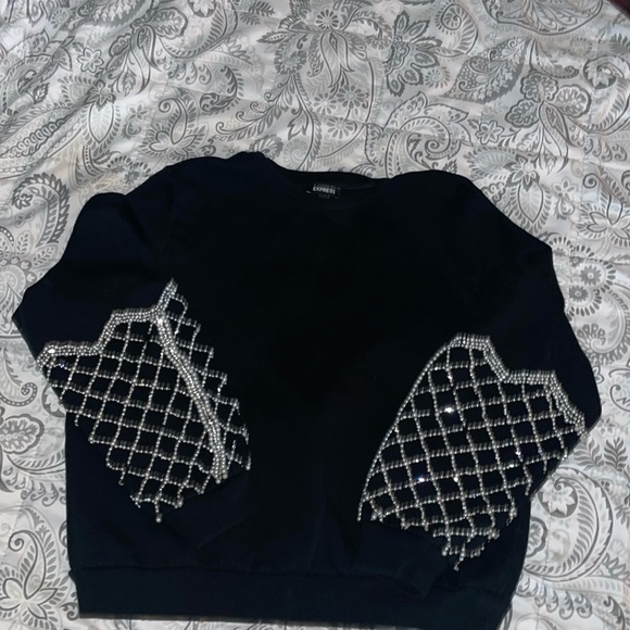 Express sweater with pearl and diamond 💎 sleeves - Picture 1 of 6